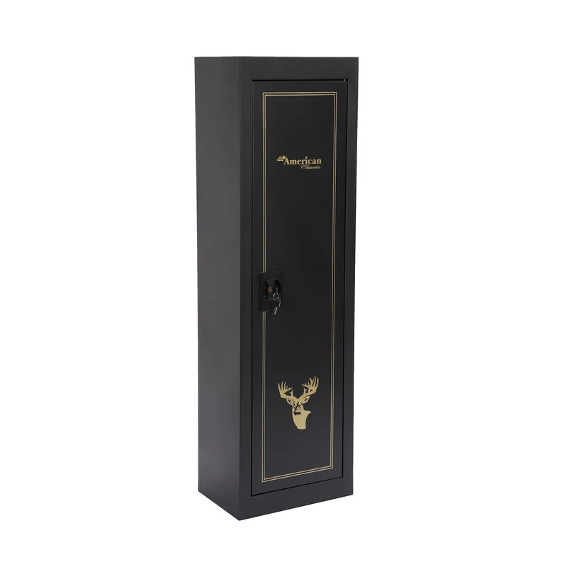 Black 5 Gun Security Cabinet Key Locking Safe Storage Rifle Shotgun Long Guns