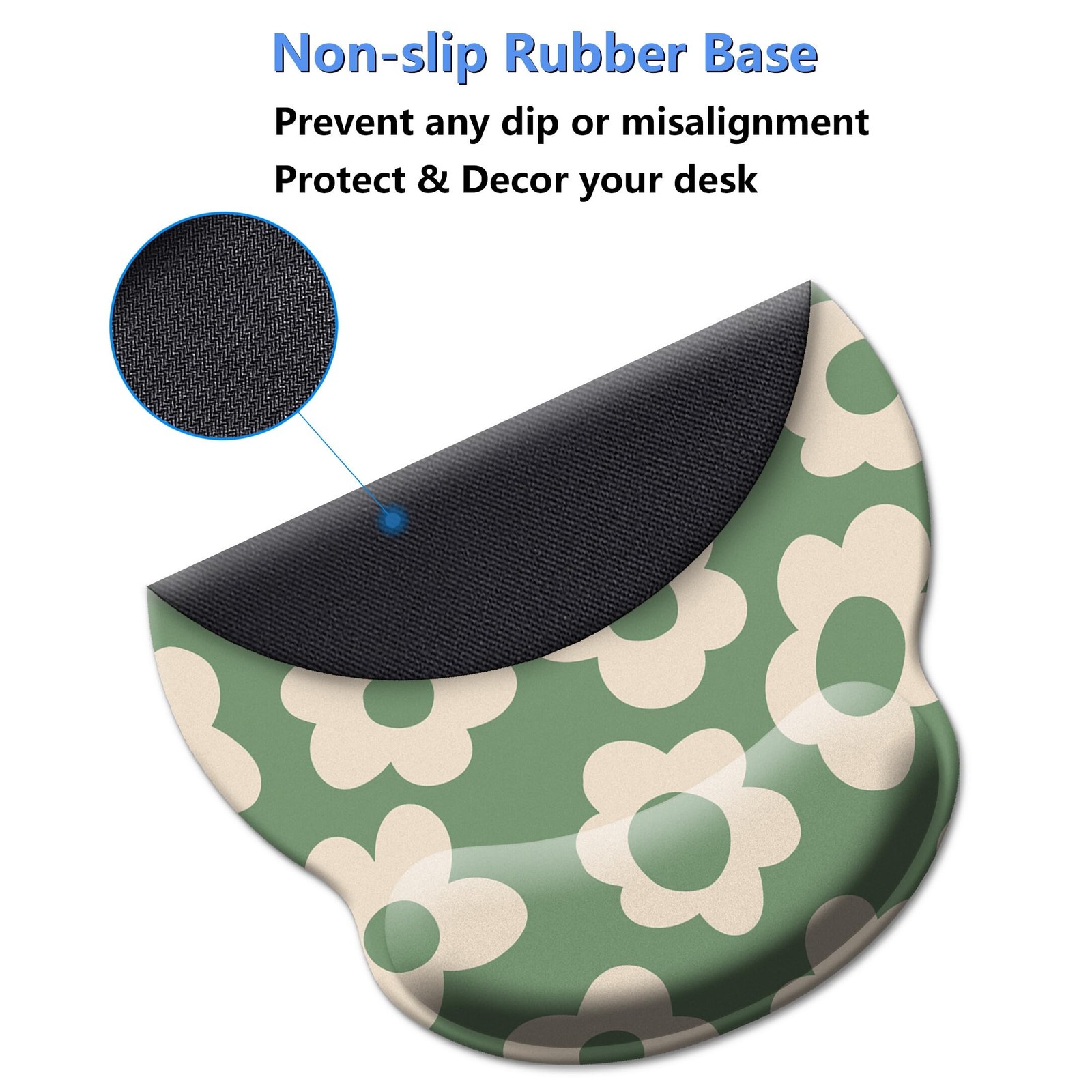 Green Mouse Pad Wrist Support,Ergonomic Mouse Pad with Wrist Rest,Comfortable...