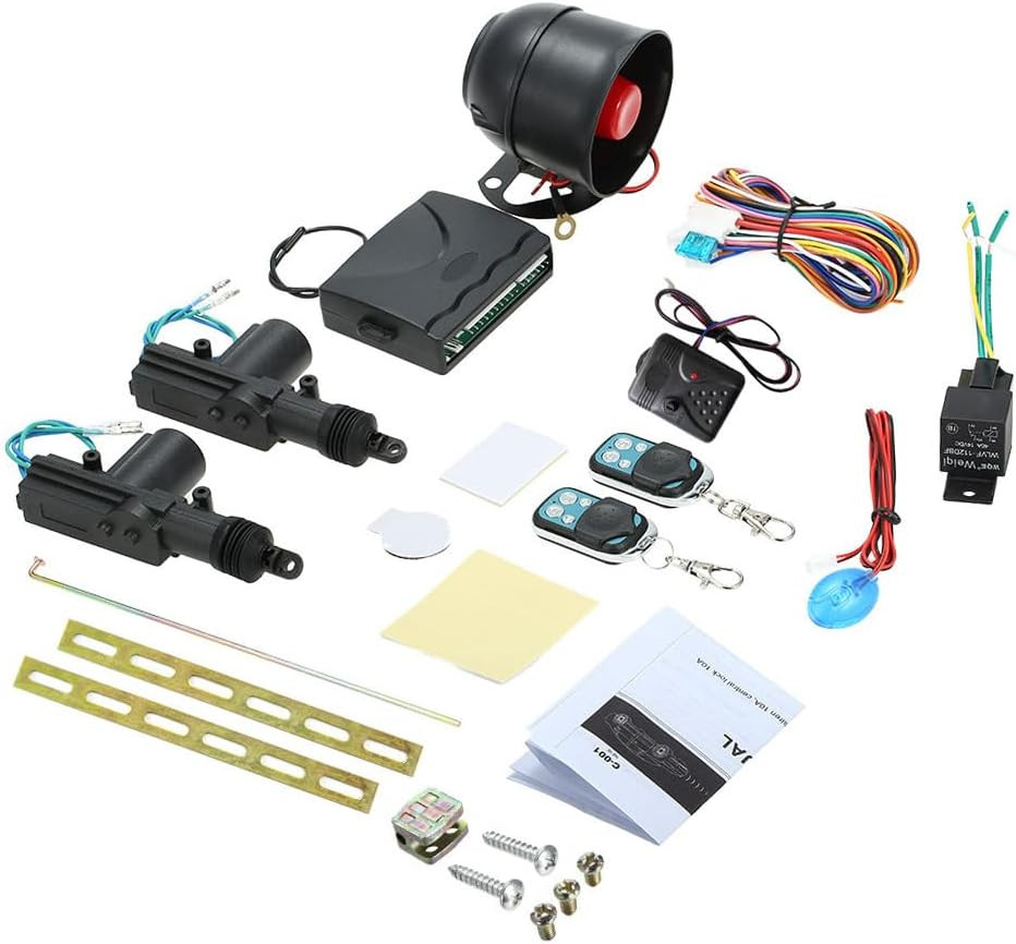 NEW Car Alarm System with 2 Door Remote Central Locking Kit Shock Sensor Immobil