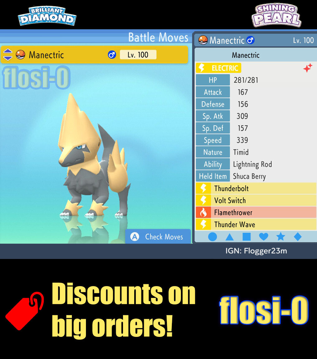 6IV Shiny Manectric Pokemon Brilliant Diamond and Shining Pearl