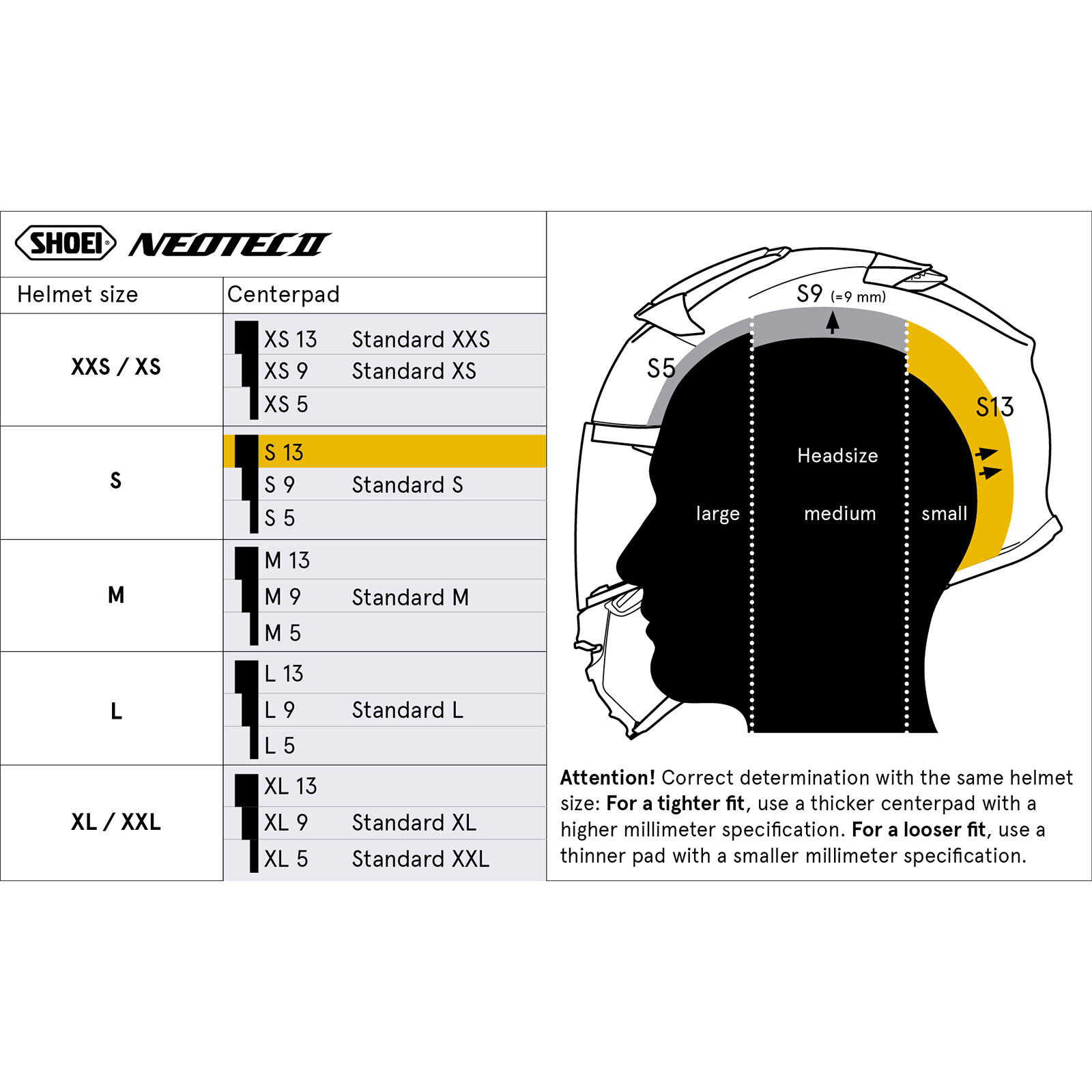 Shoei Centre Pad - Replacement Neotec 2 Centre Pad Adjustable All Sizes - Type-L