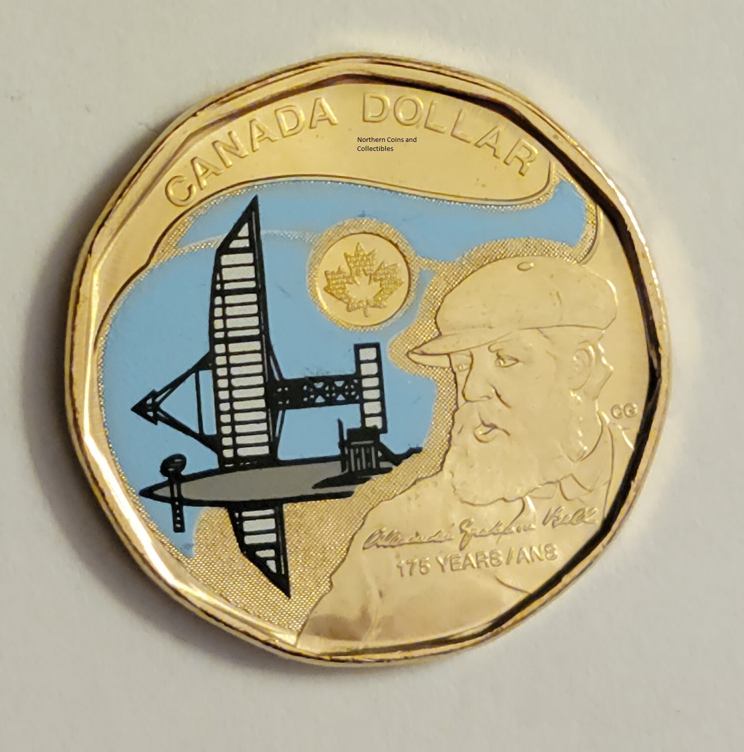 Canada 2022 Alexander Graham Bell BU 1 Dollar Canadian Coloured Loonie