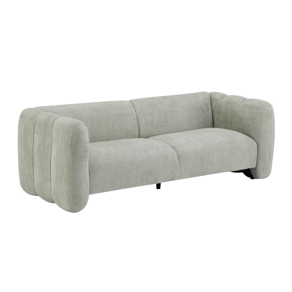 Light Green Wave Boucle Fabric 3-Seater Sofa 83" Living Room Couch
