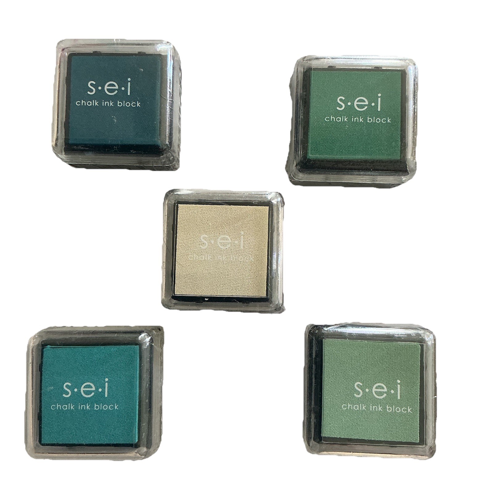 5 S.E.I. Chalk Ink Blocks Assorted Blue Water Hues NOS Conforms to ASTM D-4236