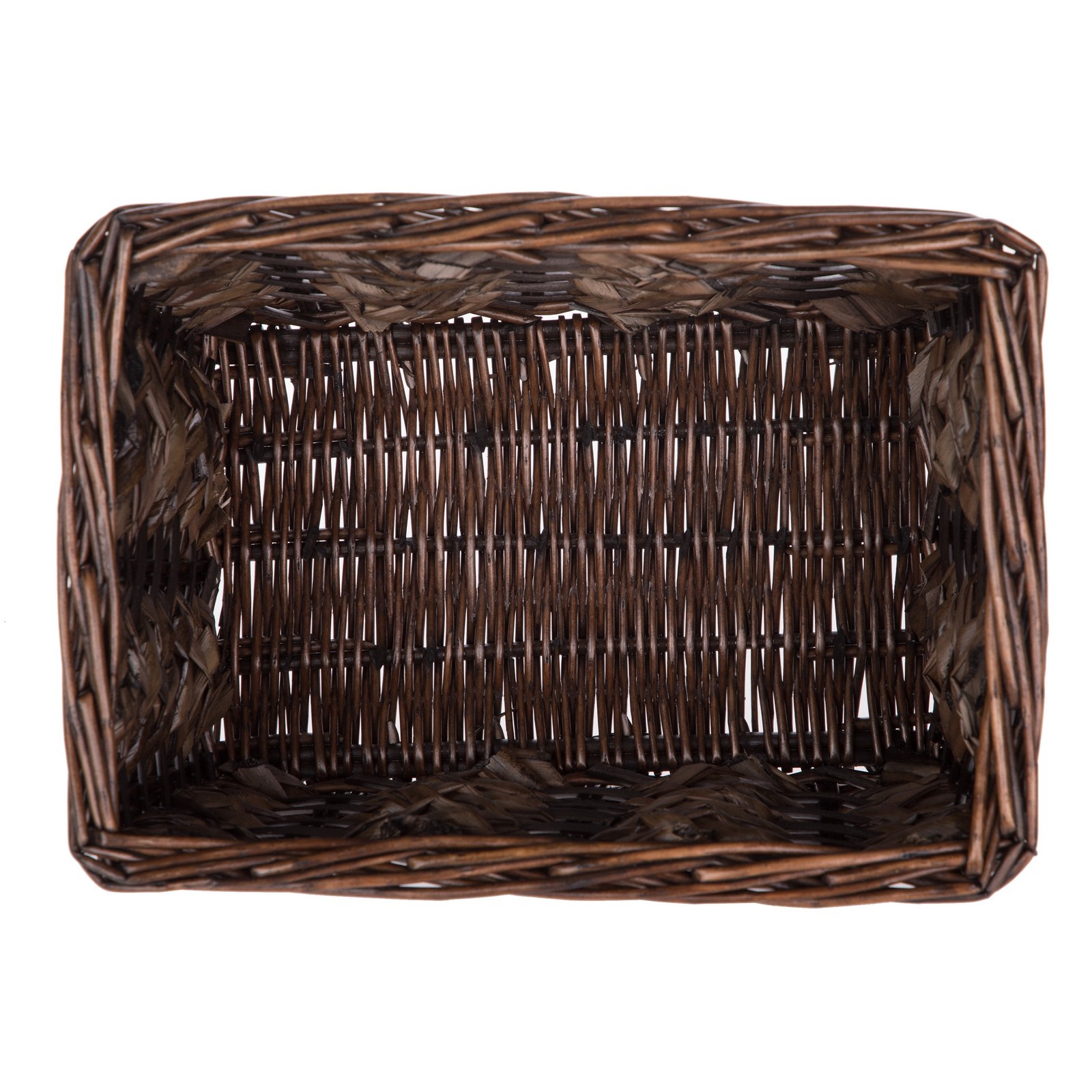 Woven Rectangle Basket Brown Willow Rush for Shelf Decor Blanket Storage