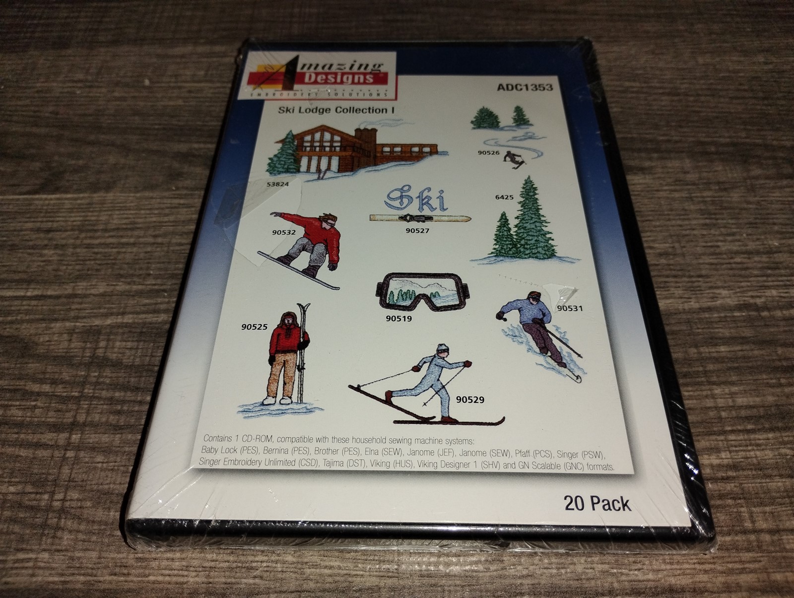 Amazing Designs Ski Lodge Collection I ADC1353 Embroidery CD-ROM 2002 20pack New
