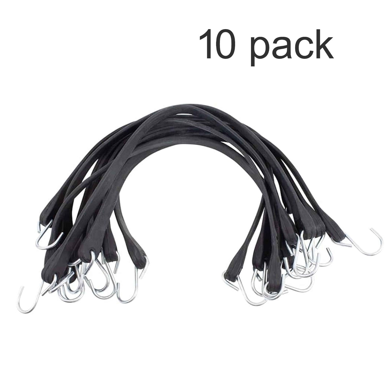 10PK 21" Natural Rubber Tarp Straps – Truck Trailer Tie Down Bungee Cords
