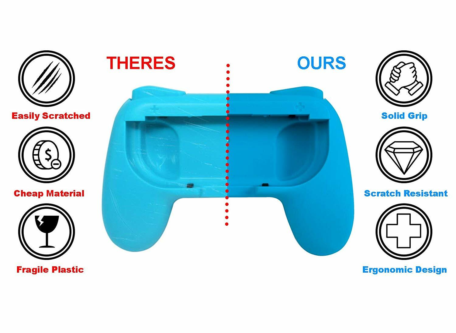 4-Pack Beastron Joy-Con Grips Compatible w/Nintendo Switch (Red & Blue & Black)