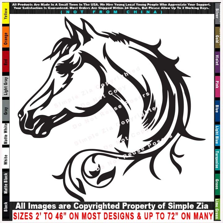 - Horse Quarter Horse Head Arabian Cowboy Rodeo Cowgirl Truck Pickup Sticker Dec