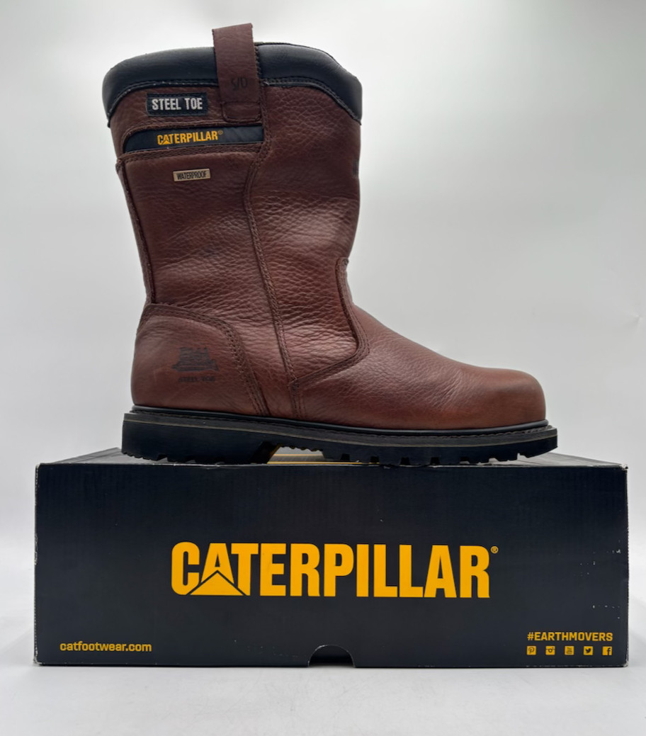 CAT ELKHART WP W-PLATE Men's NEW Steel-Toe Work Boot Brown Multiple Sizes