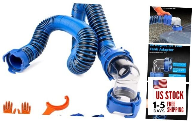10 FT RV Portable Waste Tank Sewer Hose, Heavy-Duty 10 Feet RV Tote Tank Hose