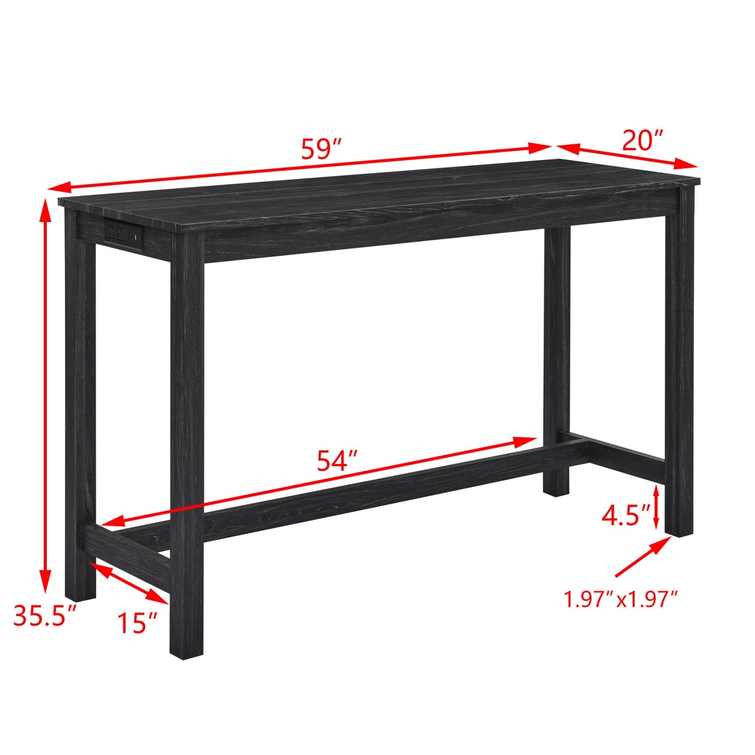 4 Piece Counter Height Table Set w/ 3 Bar Stools & USB Port for Small Spaces
