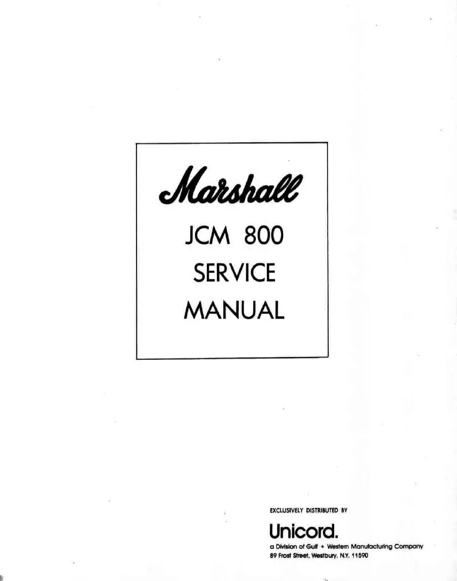 Marshall jcm800 Series Service Manual and 2203-01 owners manual