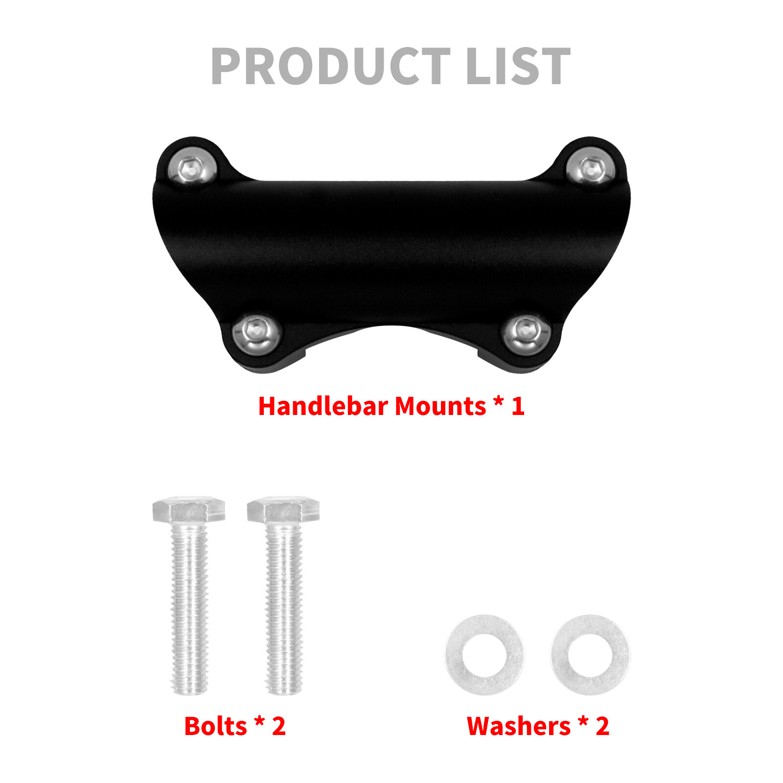 Black 1.25" Handlebar Riser Tip Clamp Kit 2" Large Fit For Harley