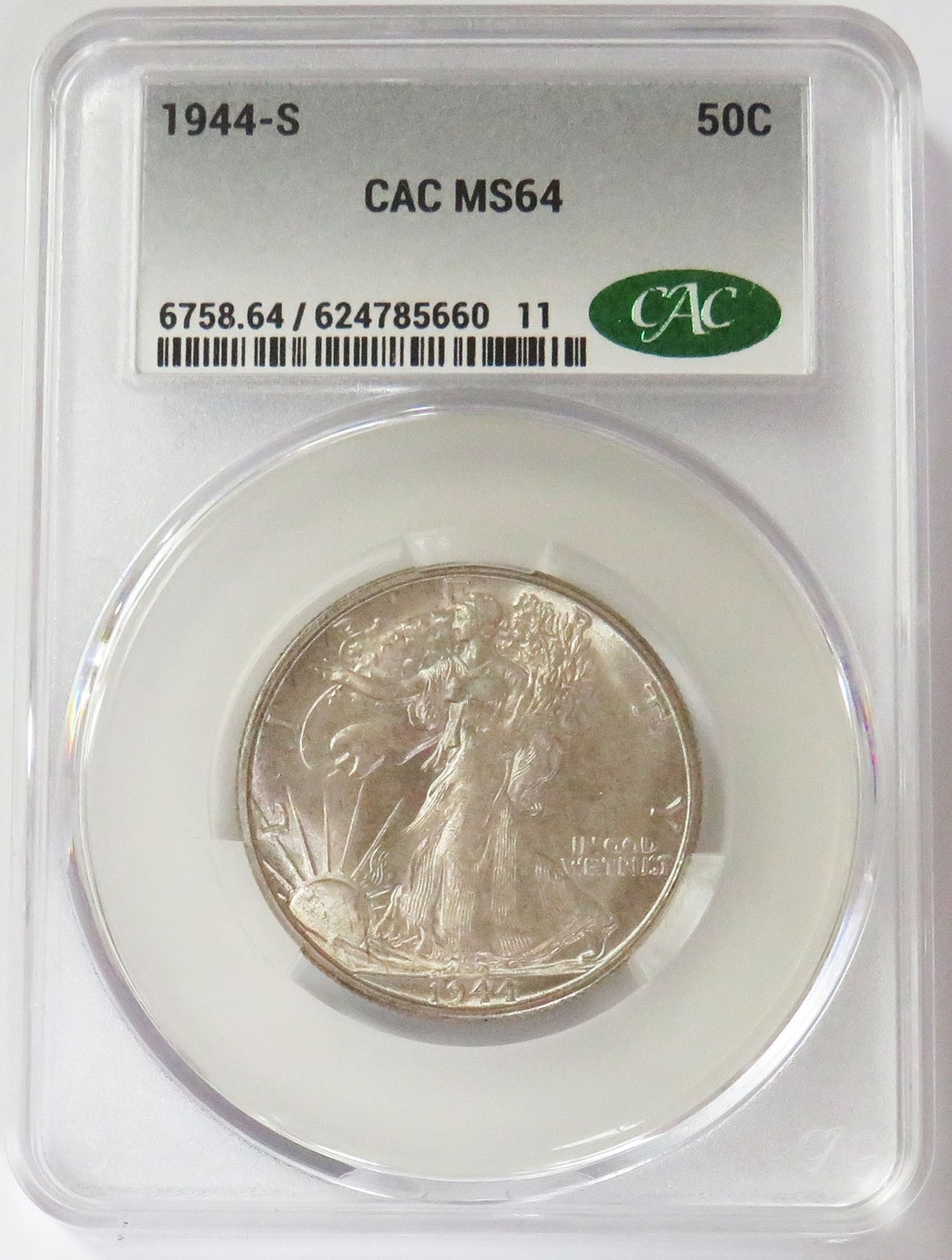 1944 S USA WALKING LIBERTY HALF DOLLAR CAC MINT STATE 64