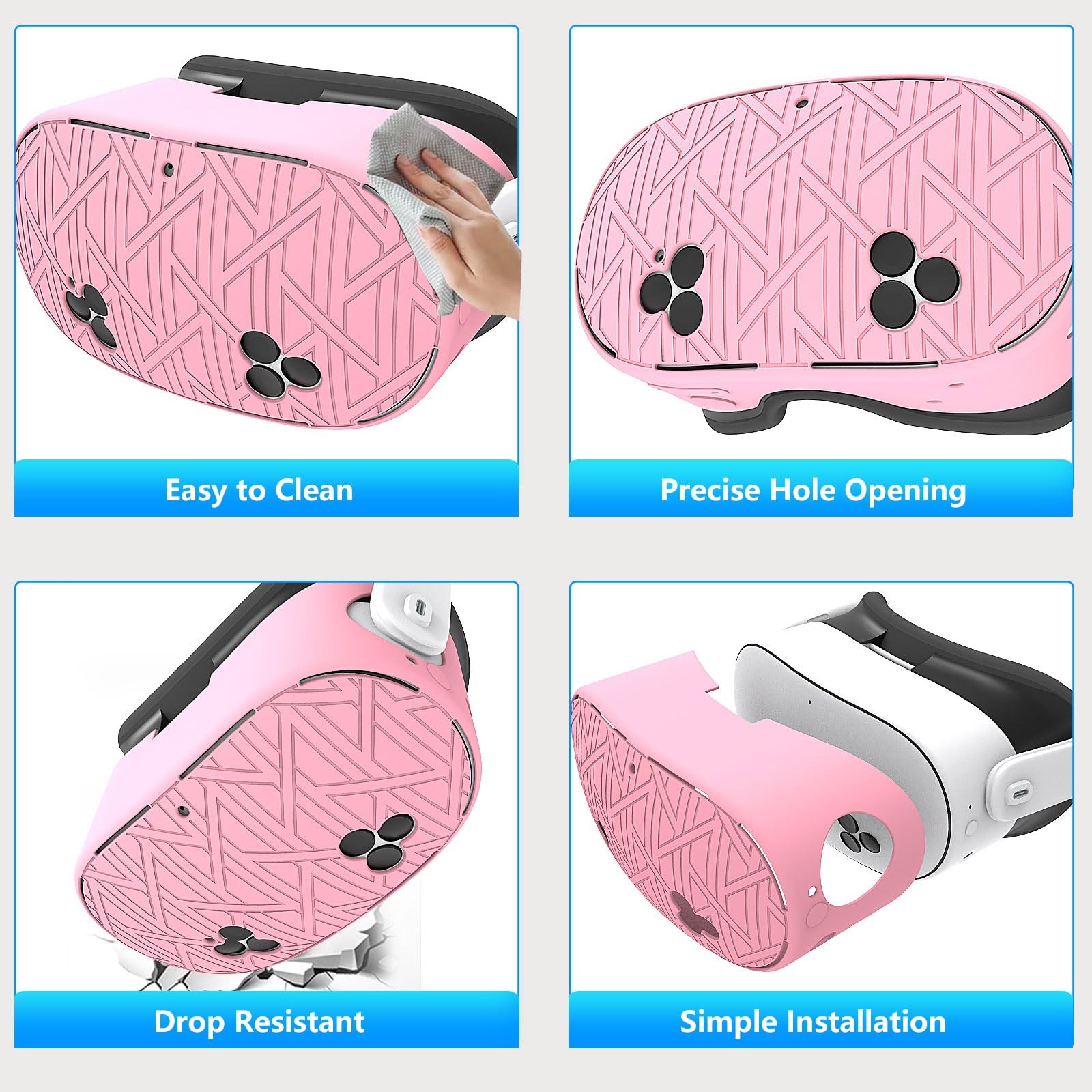 MLemonVR Silicone Cover Set for Meta/Oculus Quest 3s 3s, Pink