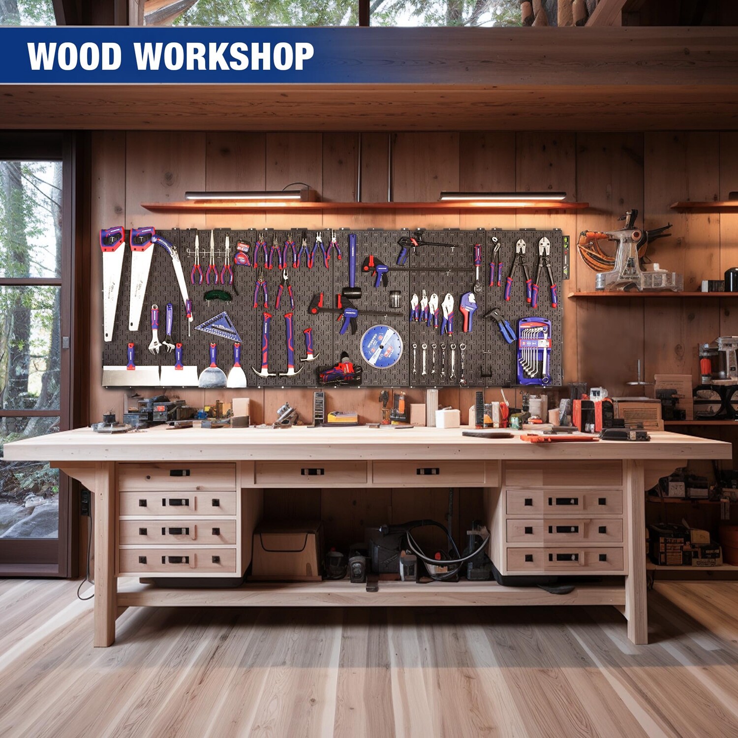 WORKPRO 2PACK Metal Pegboard Wall Organizer 16"x 32" Heavy Duty Garage Peg Board