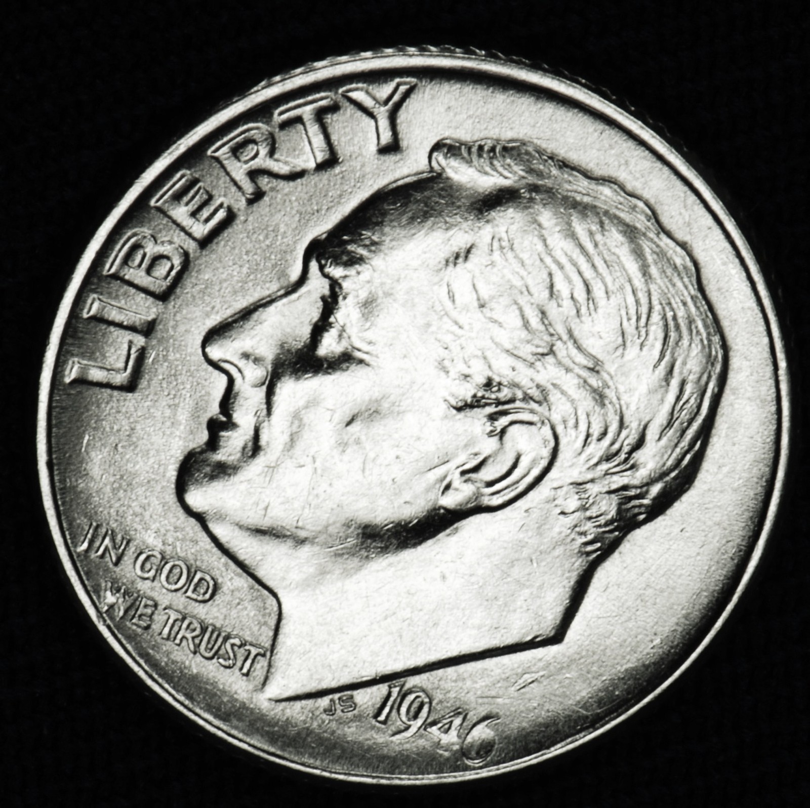 1946-p  Roosevelt Dime. 100% Full Horizontal Split Torch Bands.  BU  (Inventory)