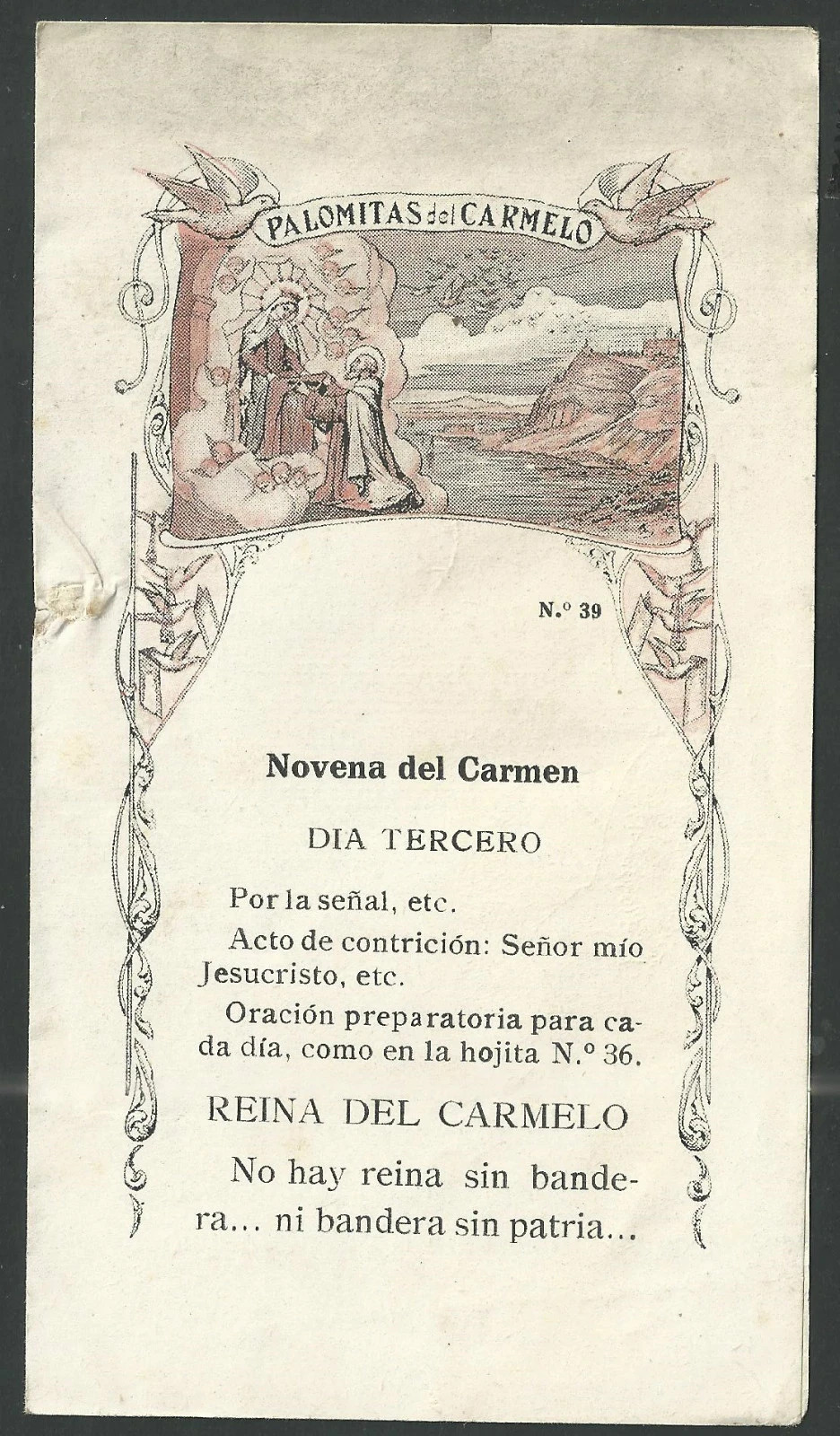 Holy card antique de la Virgin del Carmen santino image pieuses estampa