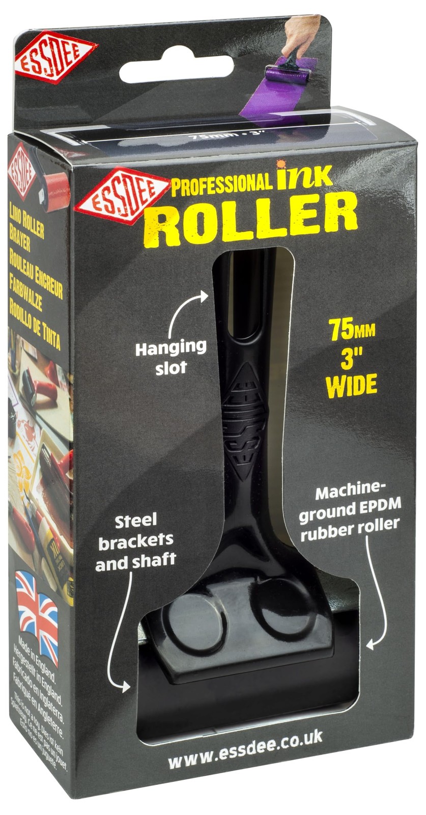 DR3B Professional Roller/Brayer 75mm, Black