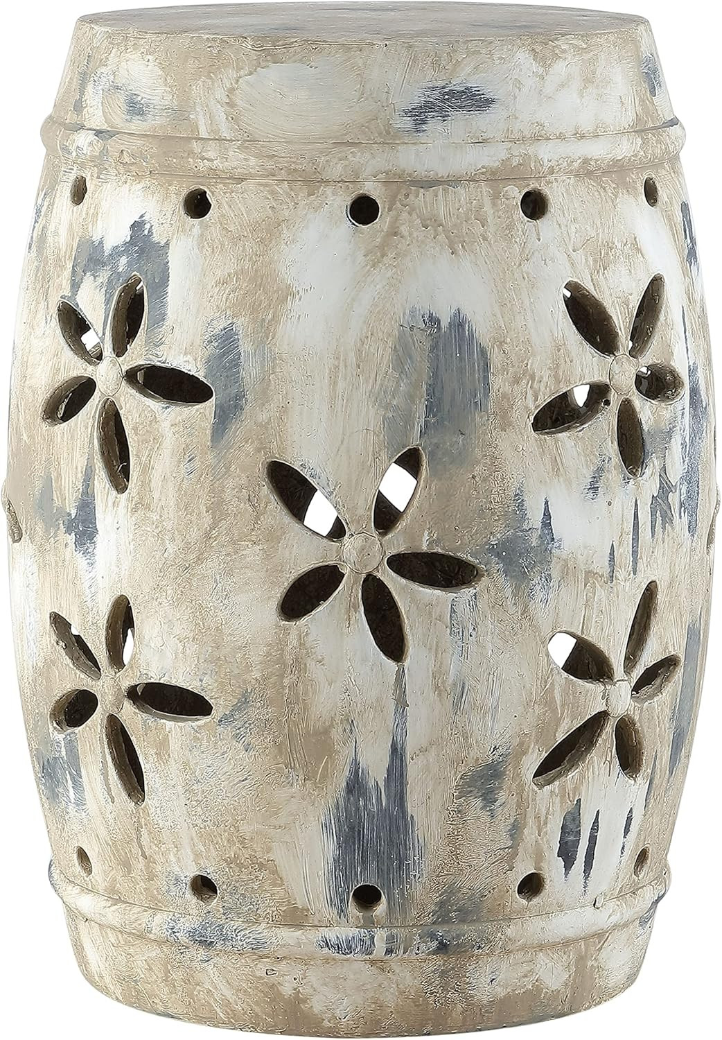Outdoor Collection Ilia Antiqued Cream Garden Stool
