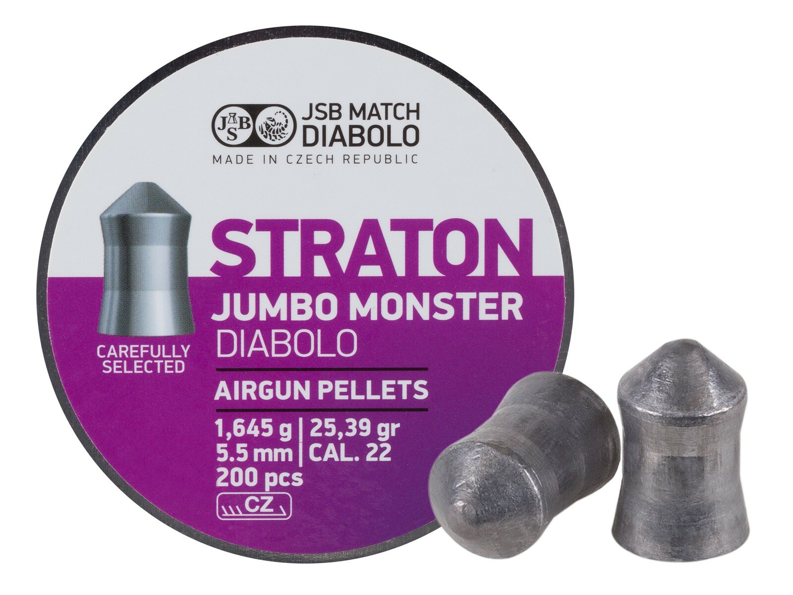 JSB Straton Jumbo Monster 25.39 grains .22 Cal Pellets 400 Count (2 Tins 200)