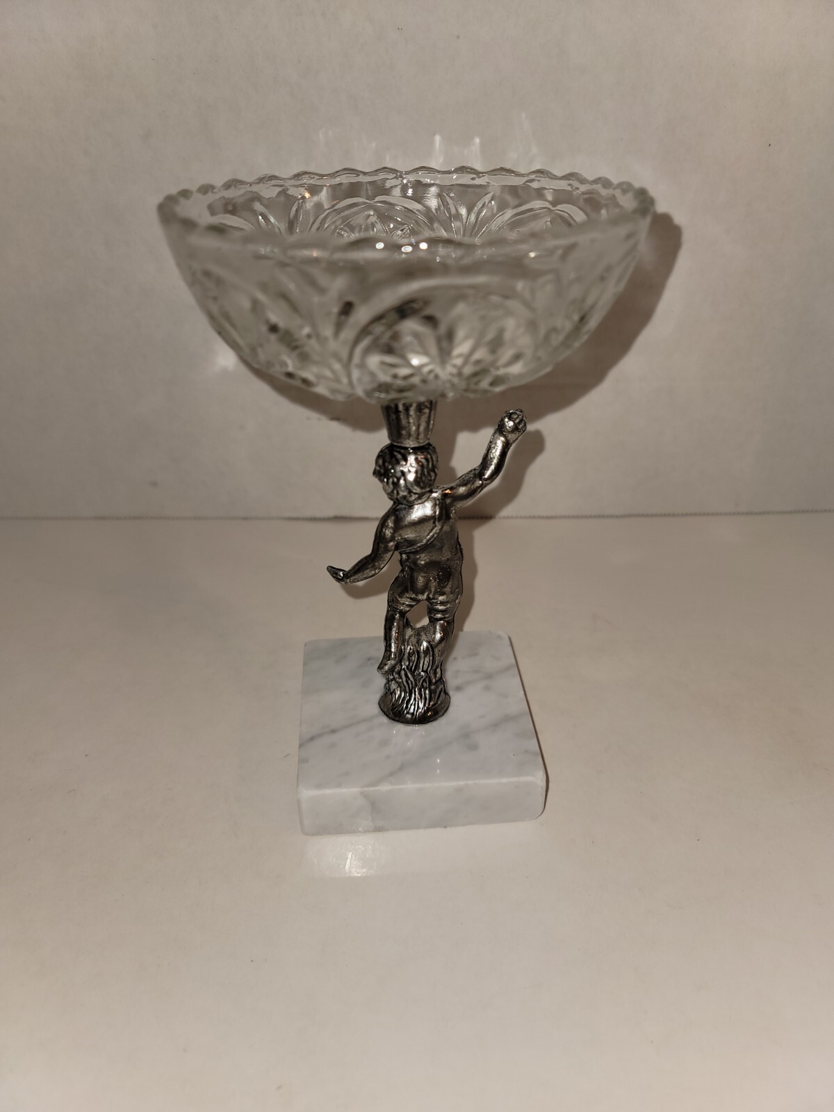 Glass Candy Dish With Marble Base