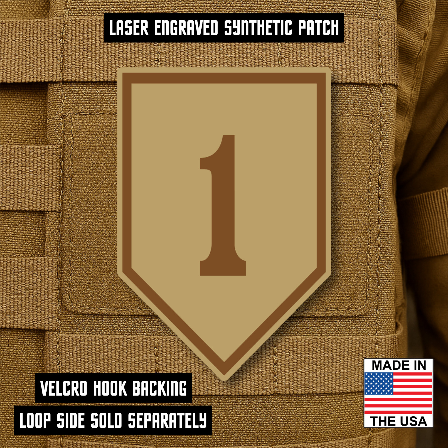 1st Infantry Division Engraved Tactical Morale Patch, 2" x 3" Hook & Loop