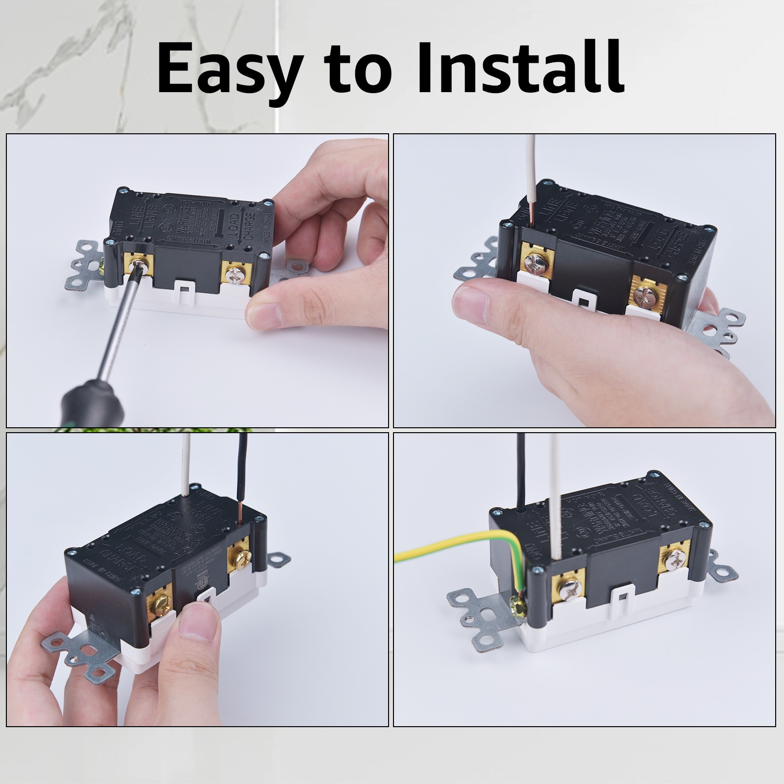8PK Slim Design GFCI Outlet 15A Residential & Commercial Grade Wet Location Use