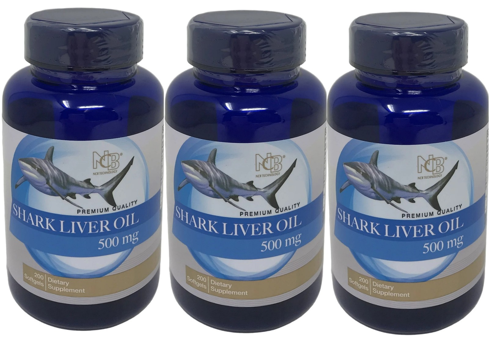3 Bottles Shark Liver Oil, 500mg 3x200= 600 softgels Best Deal Free Shipping