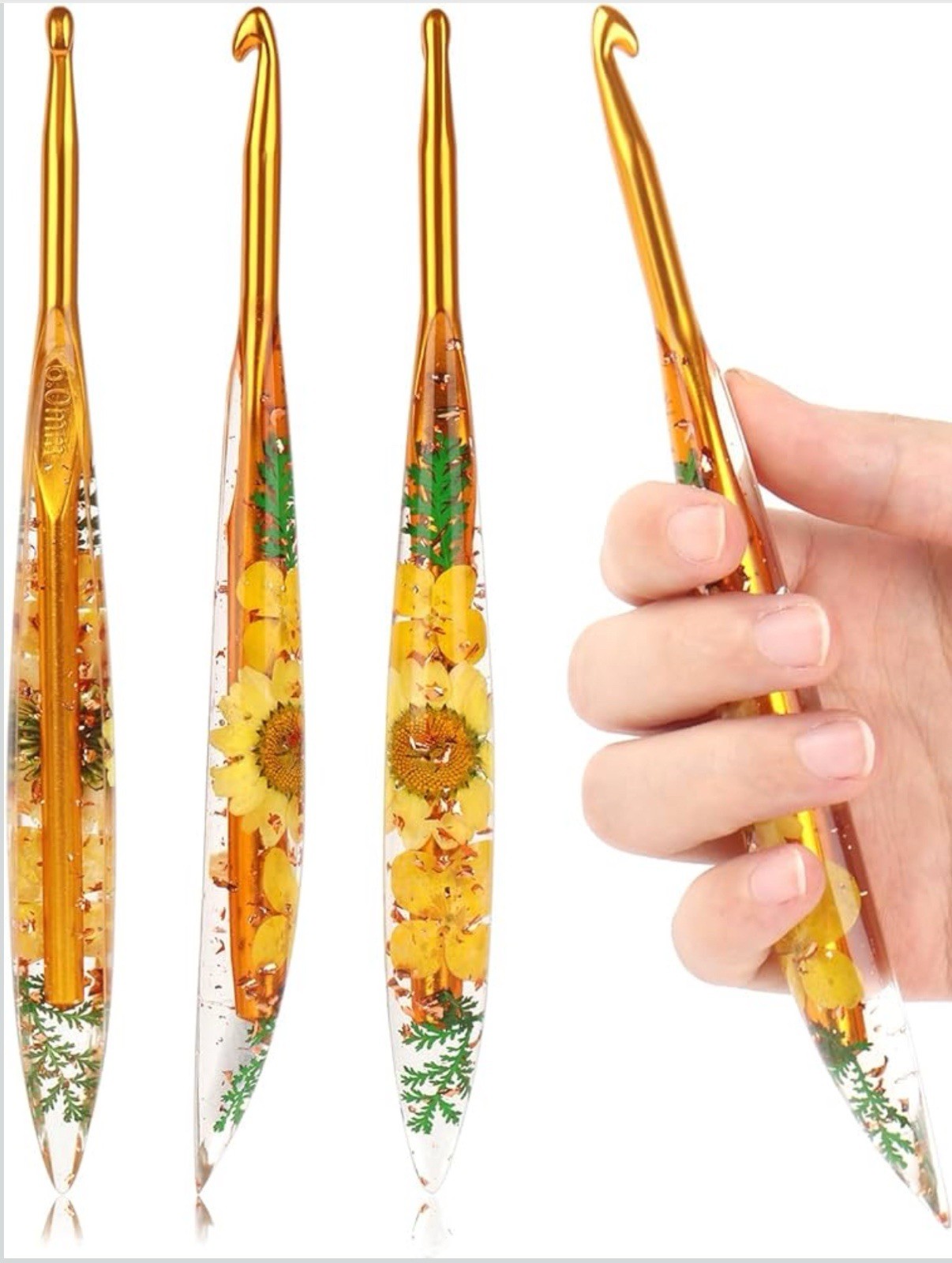 Ergonomic Crochet Hooks 6mm with Floral Plastic Grips Stylish and Unique New