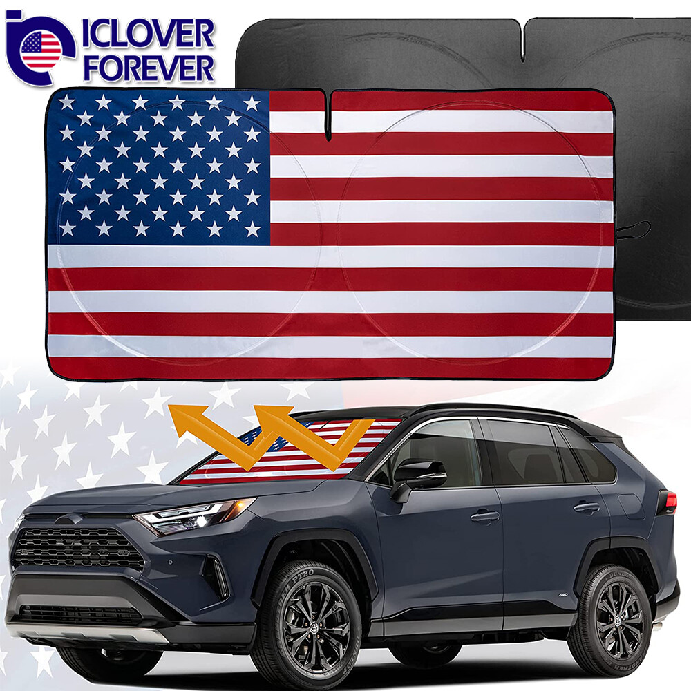 Car Windshield Sun Shade Window Sunshade Visor UV Block Protector American Flag