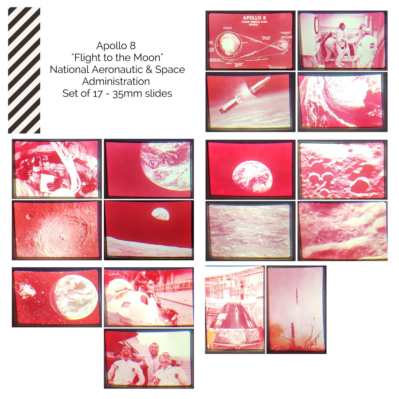 Apollo 8 "Flight to the Moon" NASA 35mm Slides Set of 17