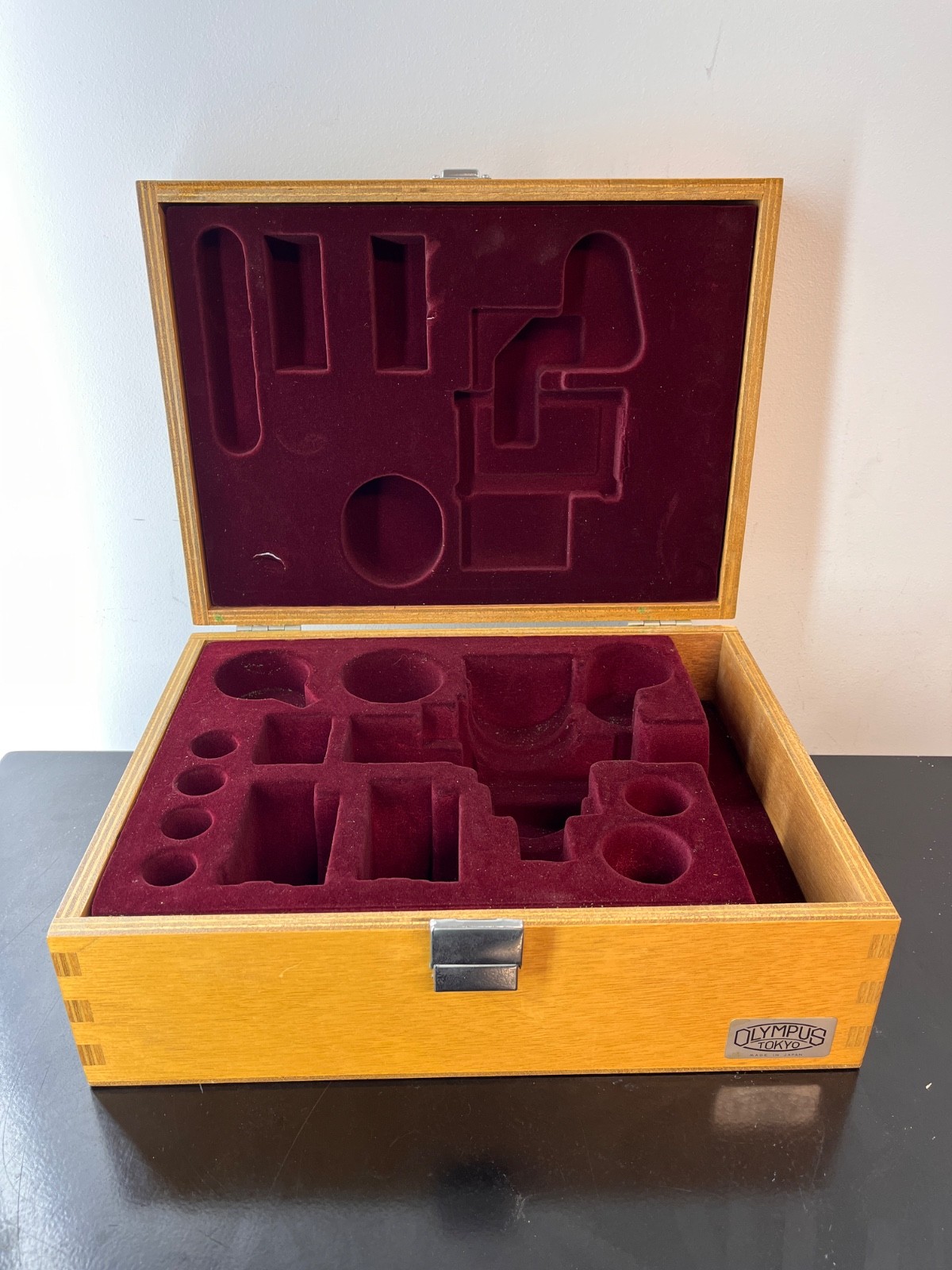 Olympus Wooden Microscope Accessories Box — Vintage