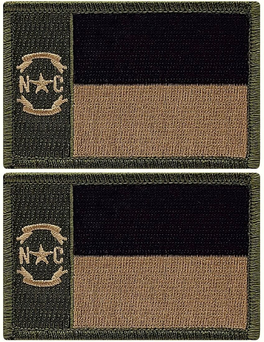 North Carolina NC State Flag Embroidered Patch | 2PC  HOOK BACKING 3"x2"