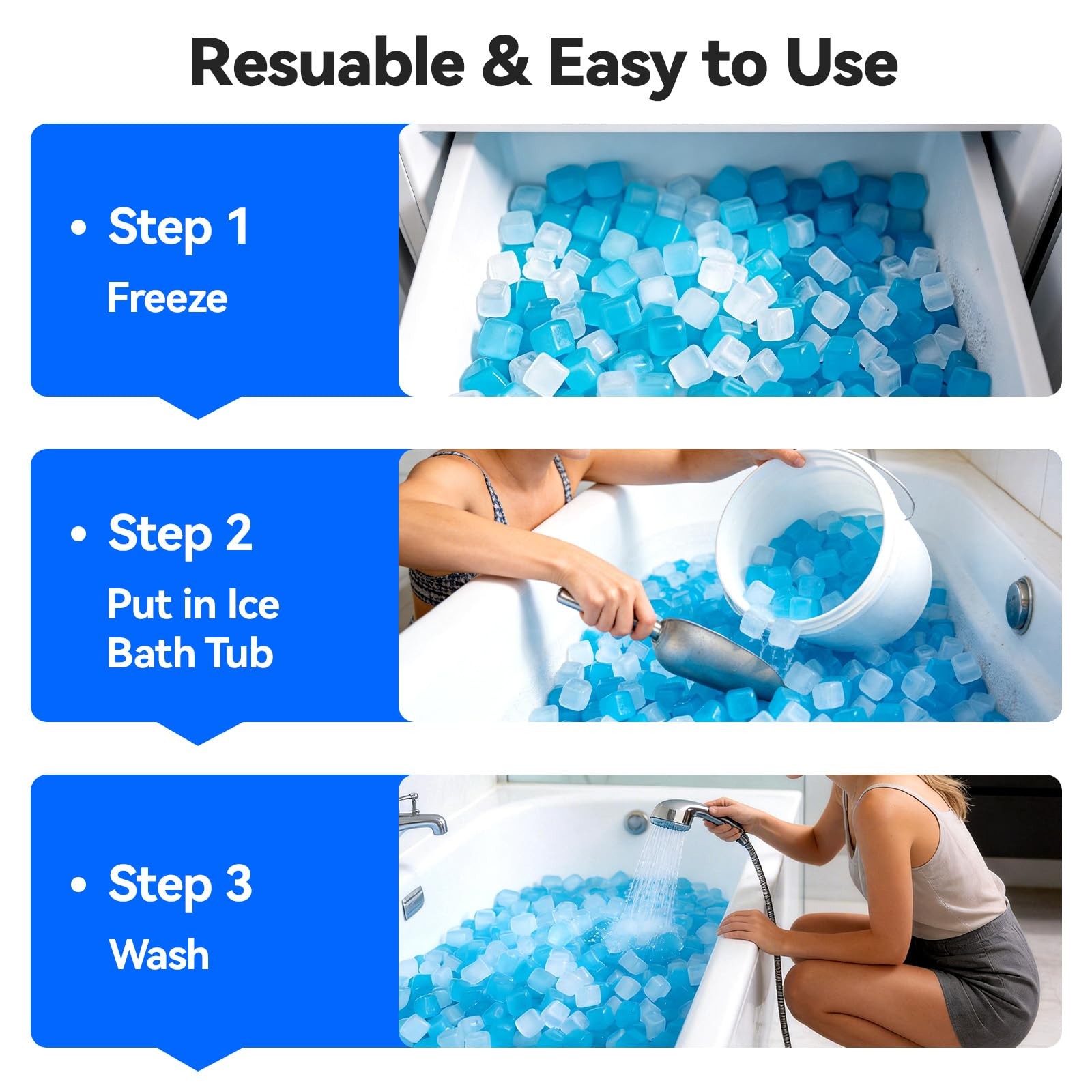 12LBS Reusable Ice Cubes for Ice Bath, BPA-Free Plastic Ice Pack Without Dilu...
