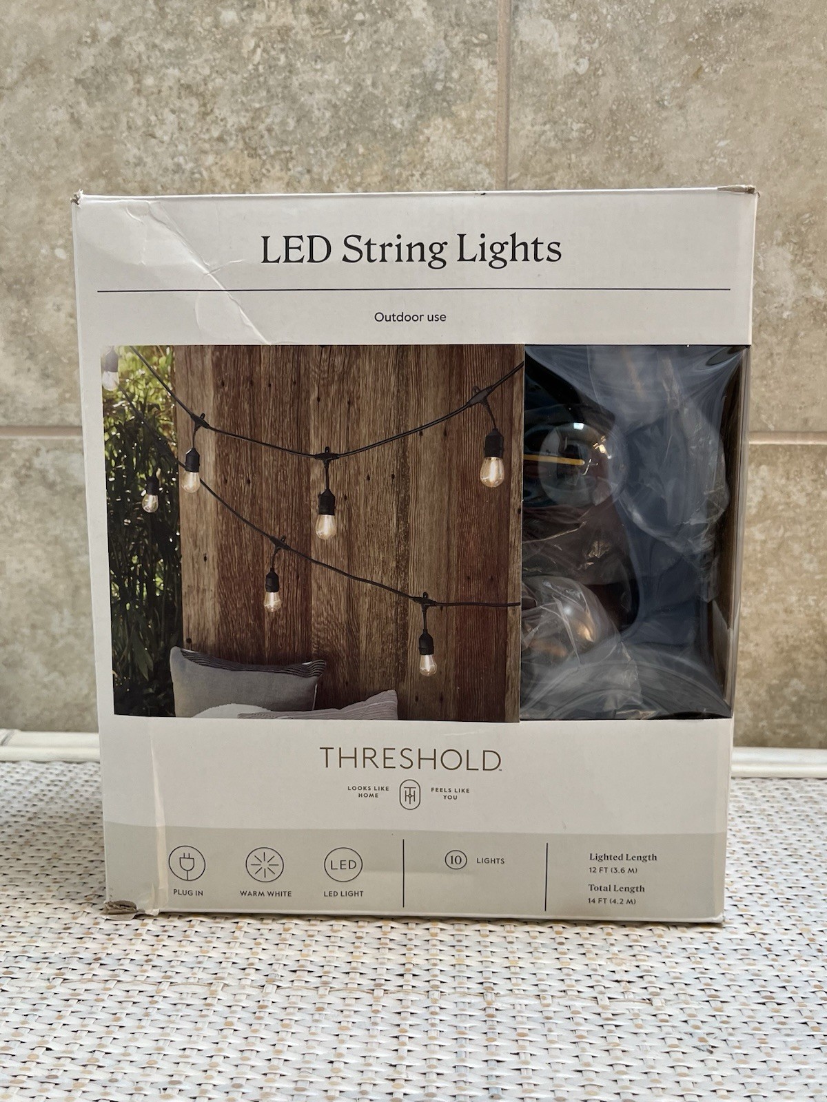 Threshold 10ct LED Drop Indoor Outdoor Café String Lights Clear Bulbs Black Wire