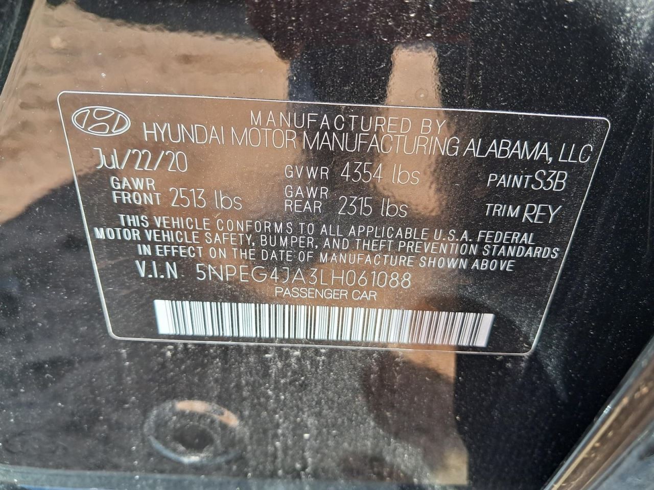 SONATA 2020 Glove Box 4809903