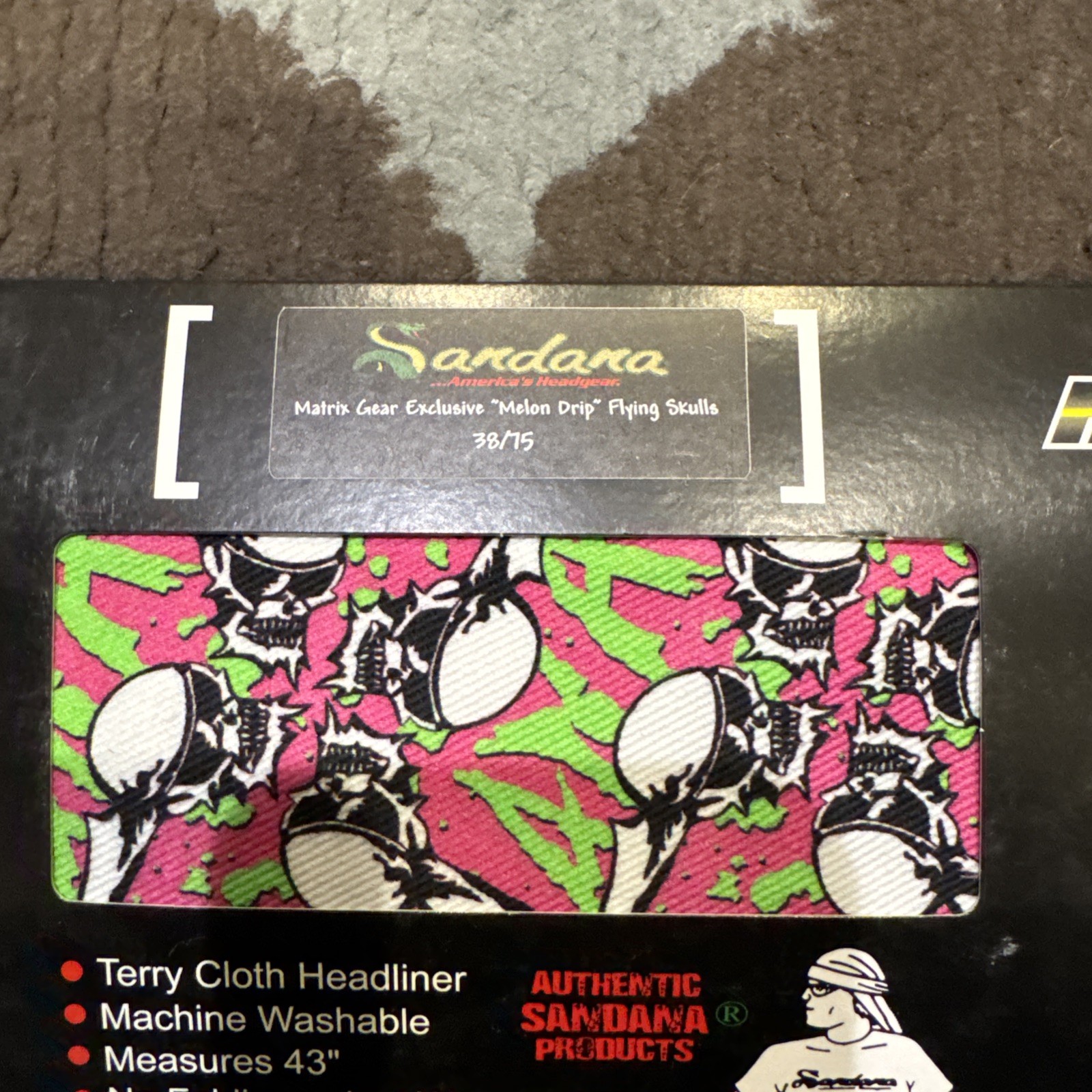 NEW SANDANA MELON DRIP FLYING SKULLS HEADBAND #38/75!!