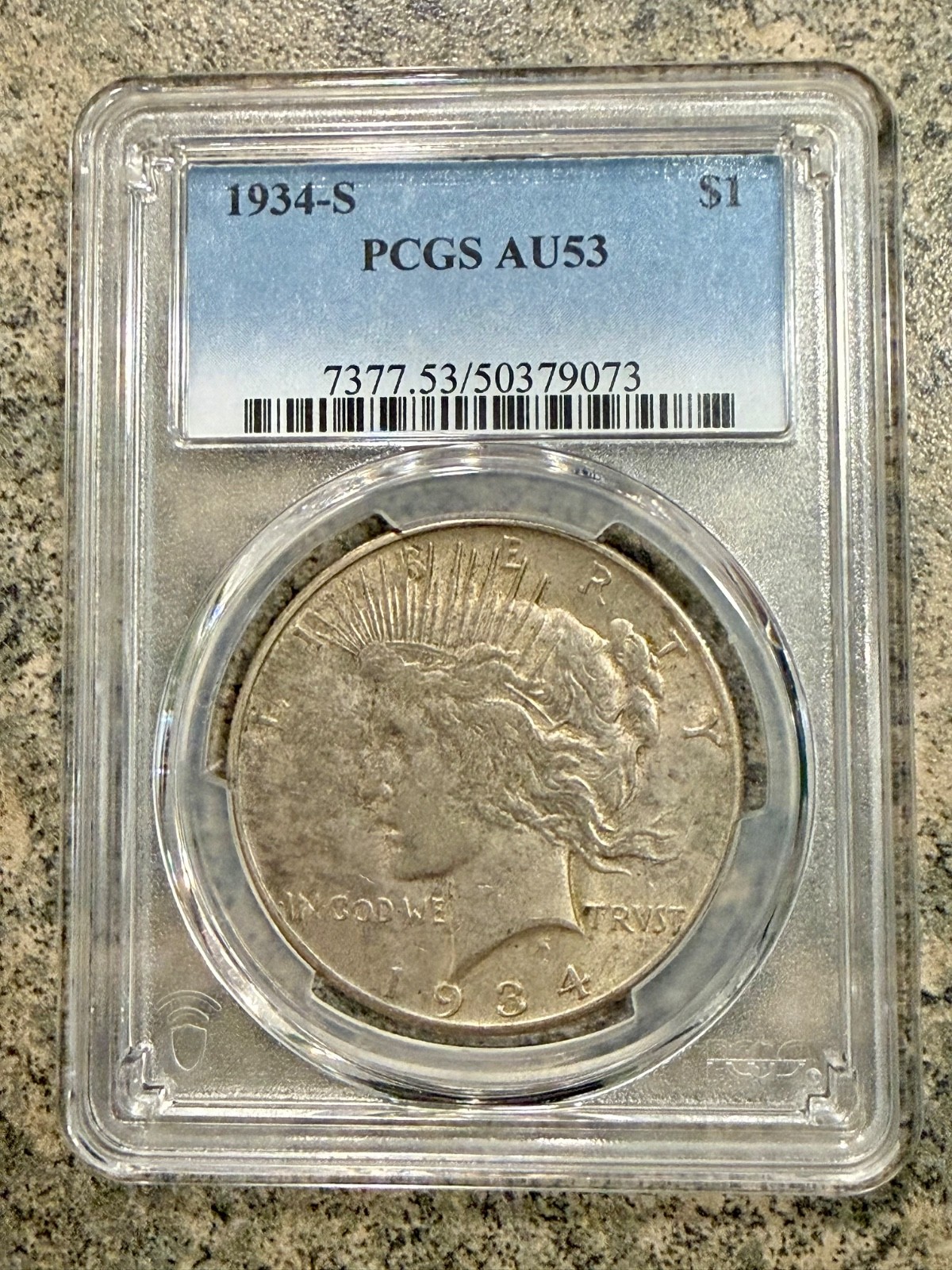 1934 S Peace Dollar  PCGS AU53
