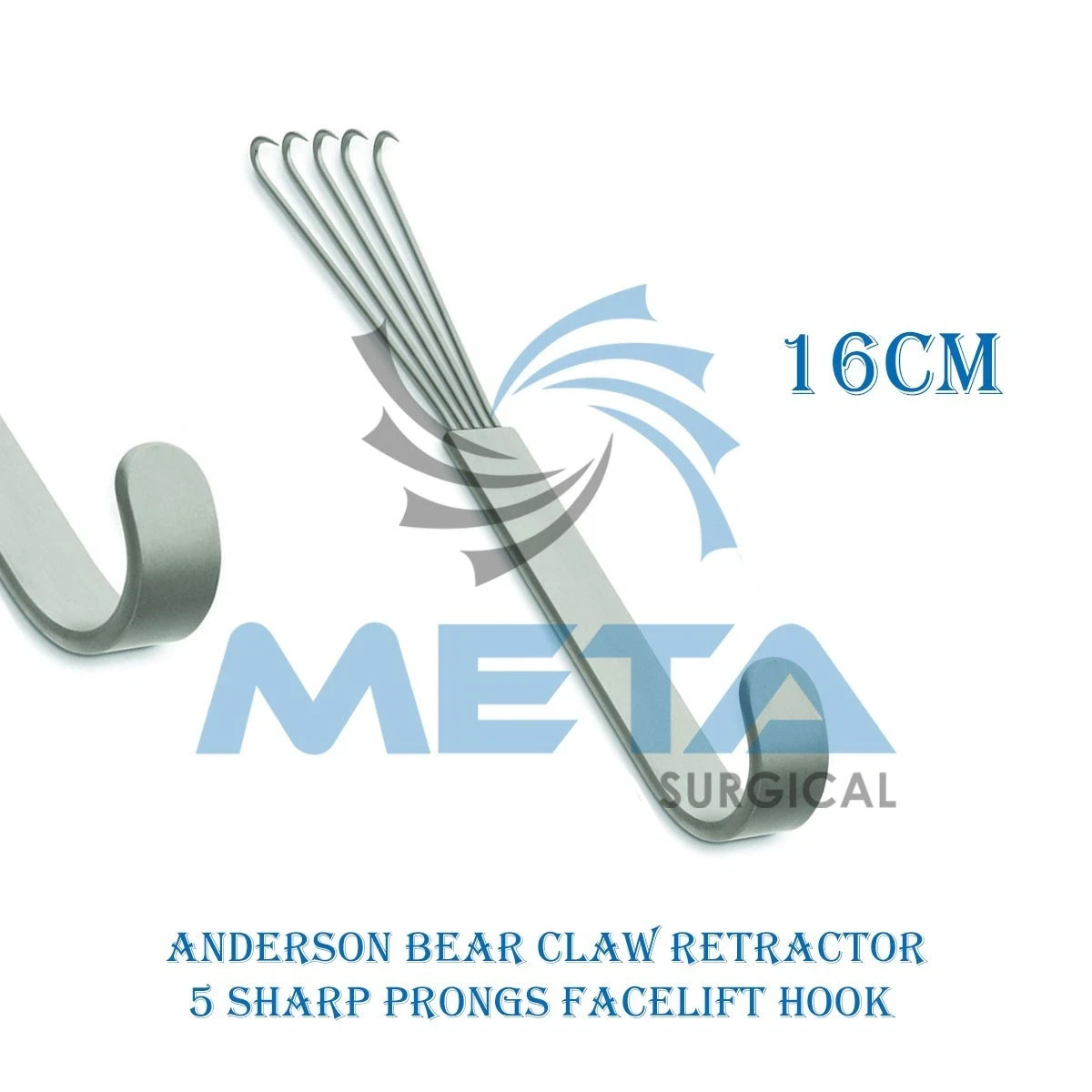 Anderson Bear claw Retractor 16 cm 5 Sharp Prongs Facelift Hook Instrument
