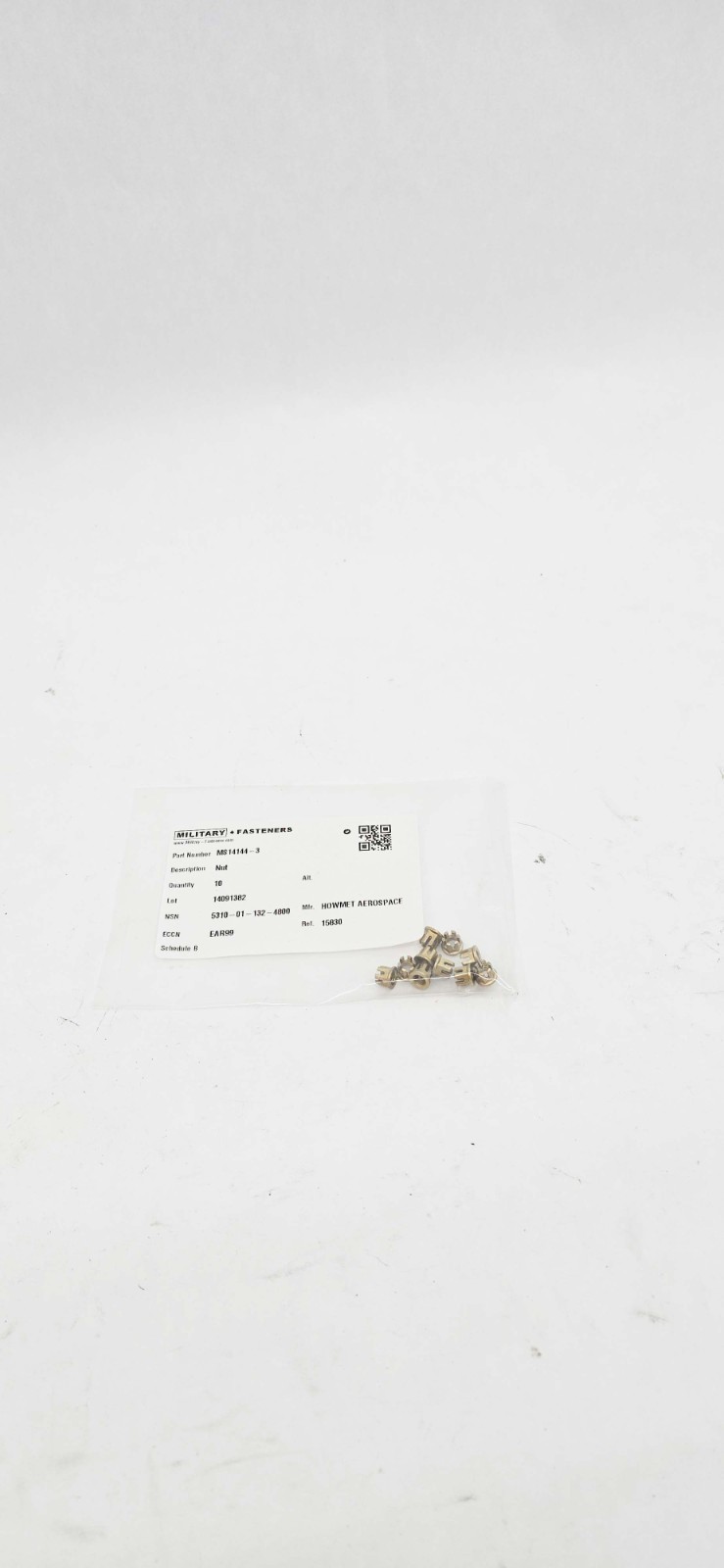 10 PACK - MS14144-3 Steel Nut, Self-Locking, Extended Washer, Hexagon