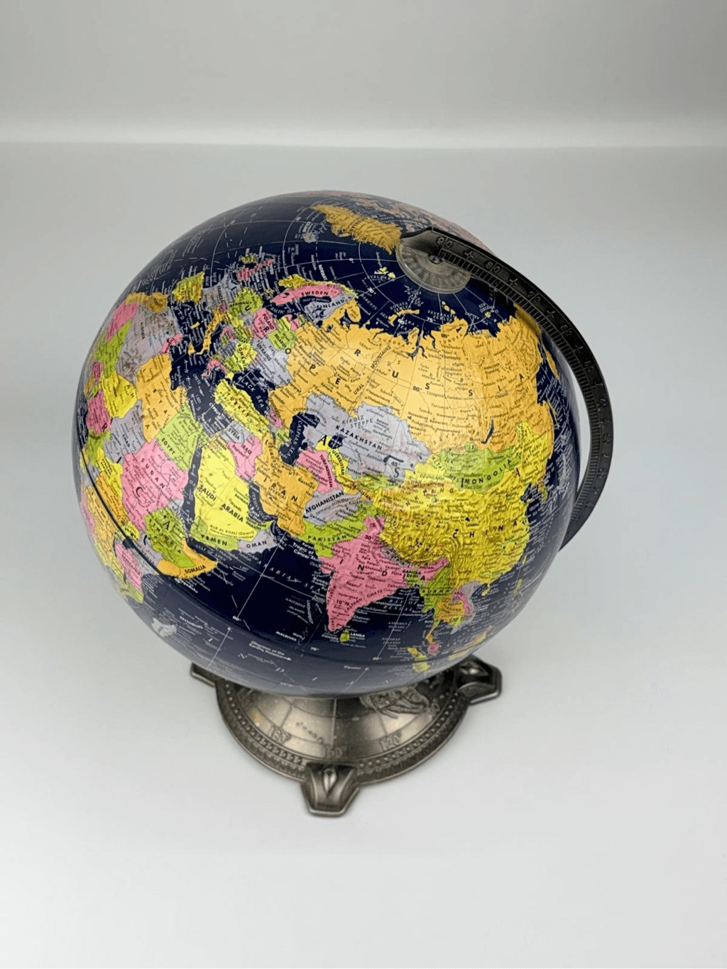 Globemaster Replogle World Globe Raised Relief Blue 12" Diameter w/ Metal Base