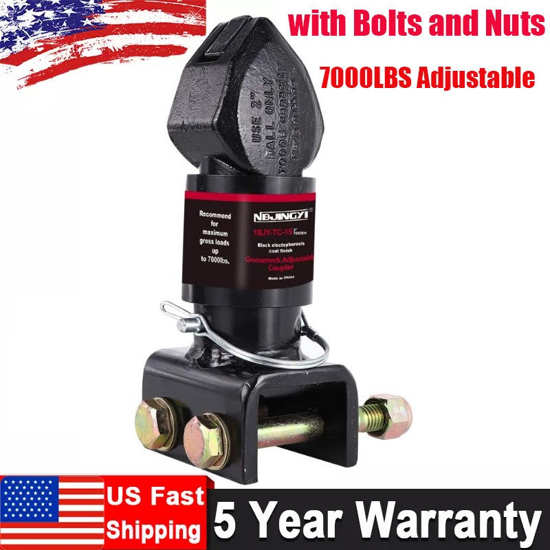Adjustable Trailer Coupler 2" Ball Size Capacity 7000lbs Channel-Mount Coupler