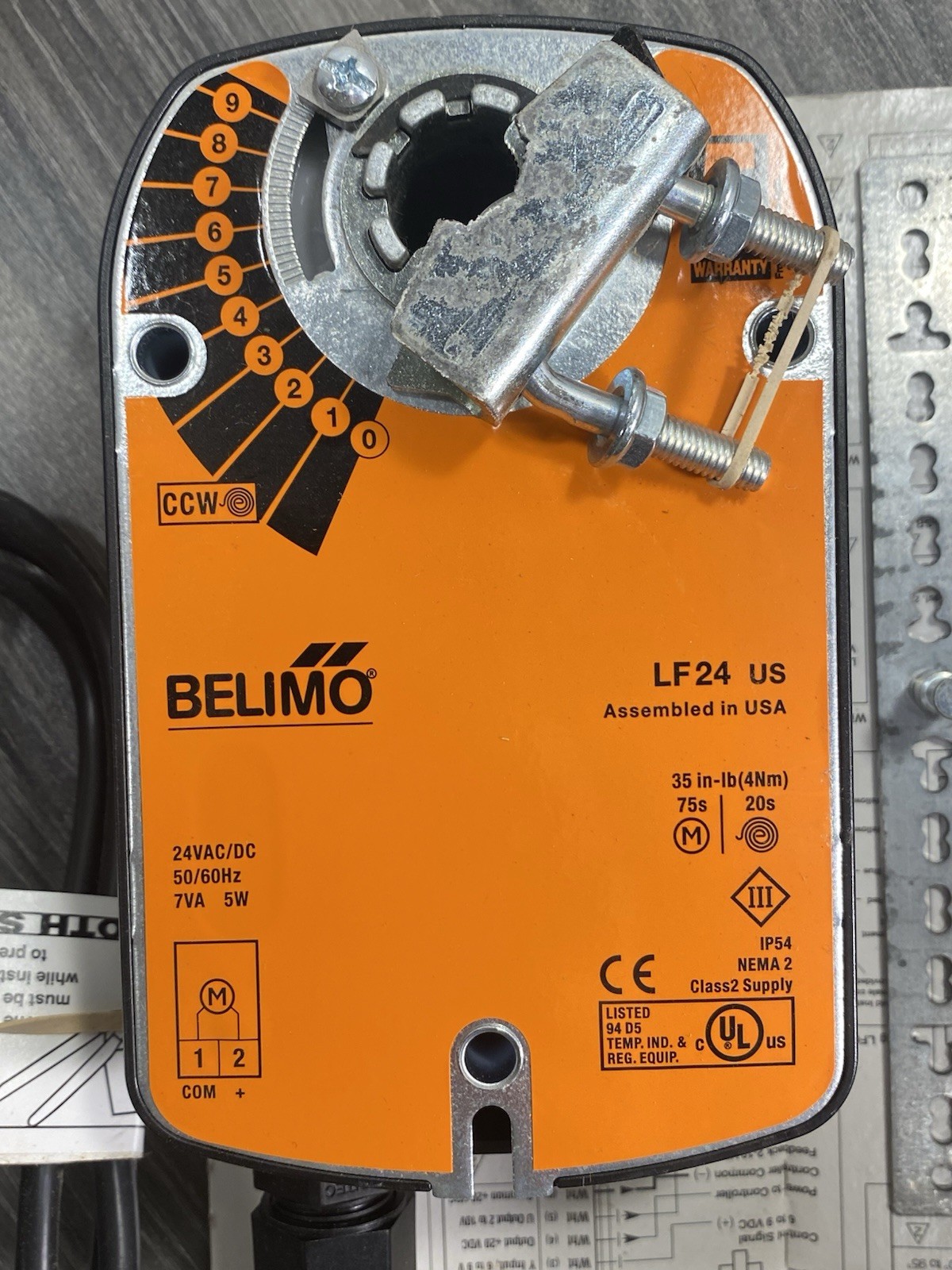 Belimo LF24-US Spring Return Damper Actuator 24V AC/DC 35 in/lb On/Off Control