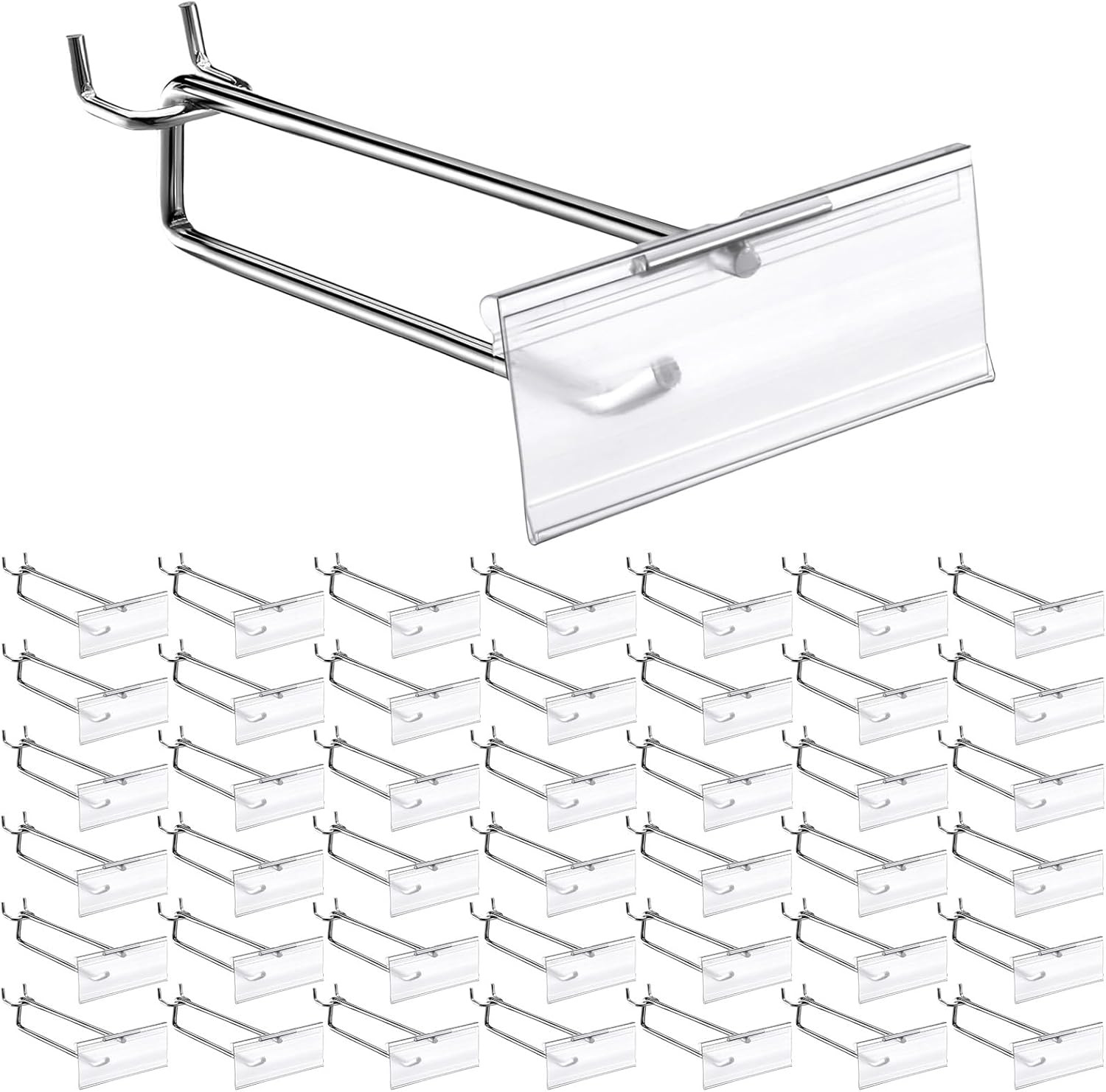 100 Pcs Metal Scan Hook with Label Holder for 1/8" to 1/4" Pegboard, Peg Board H