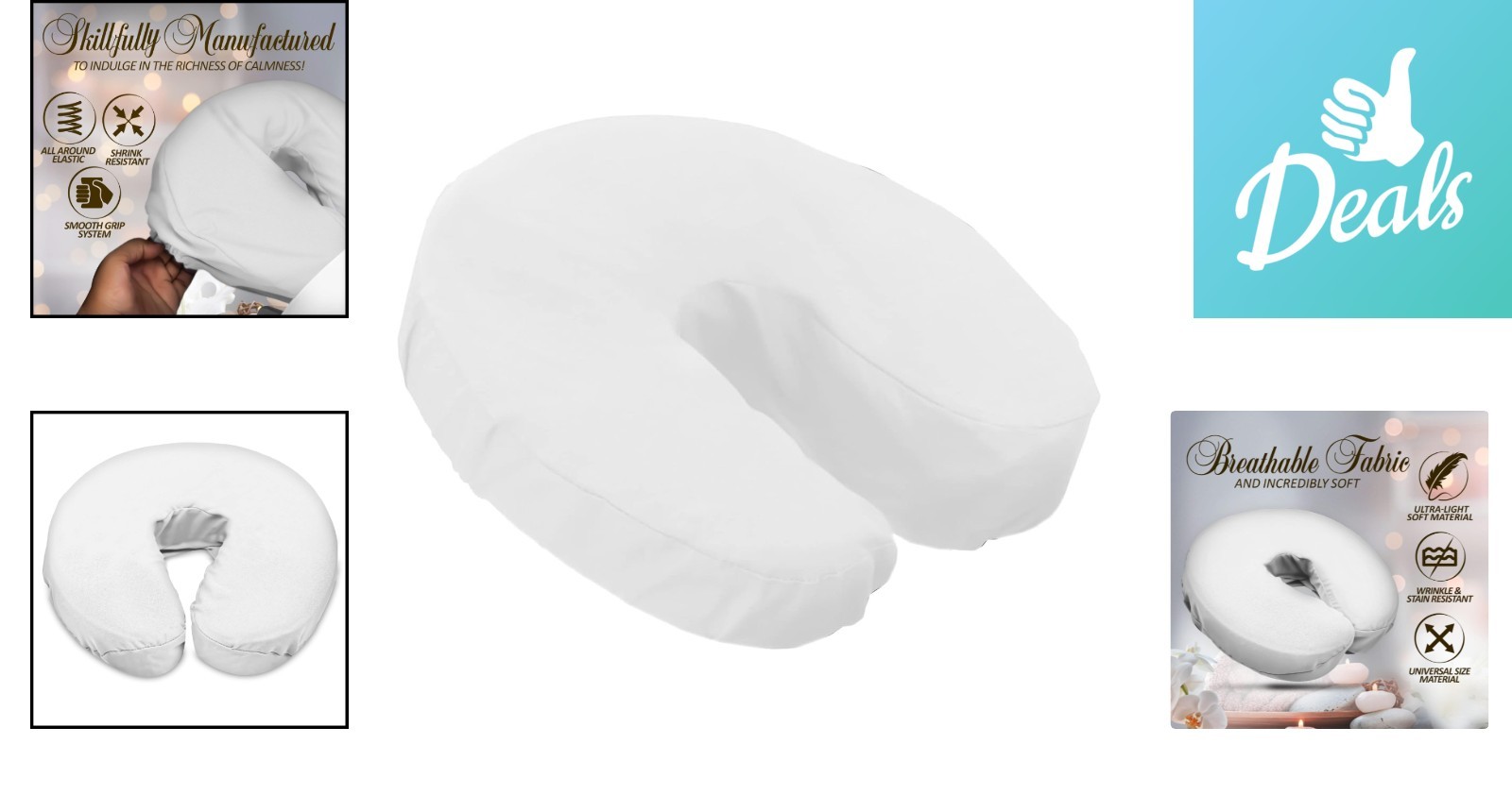 4-Piece White Soft Microfiber Face Cradle Covers for Enhanced Massage Comfort