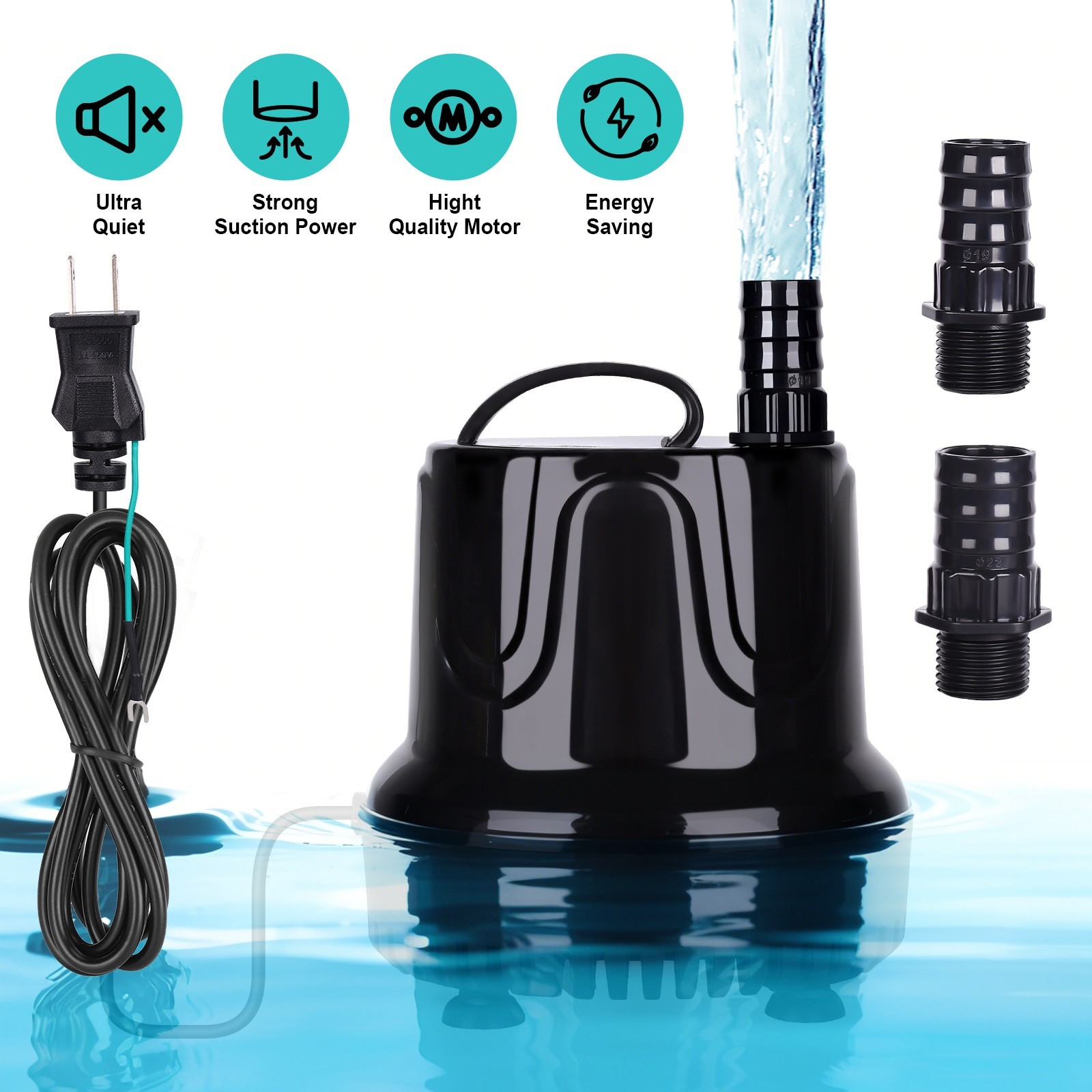 hygger 215-1060GPH Submersible Water Pump for Aquarium Fish Tank Water Feature
