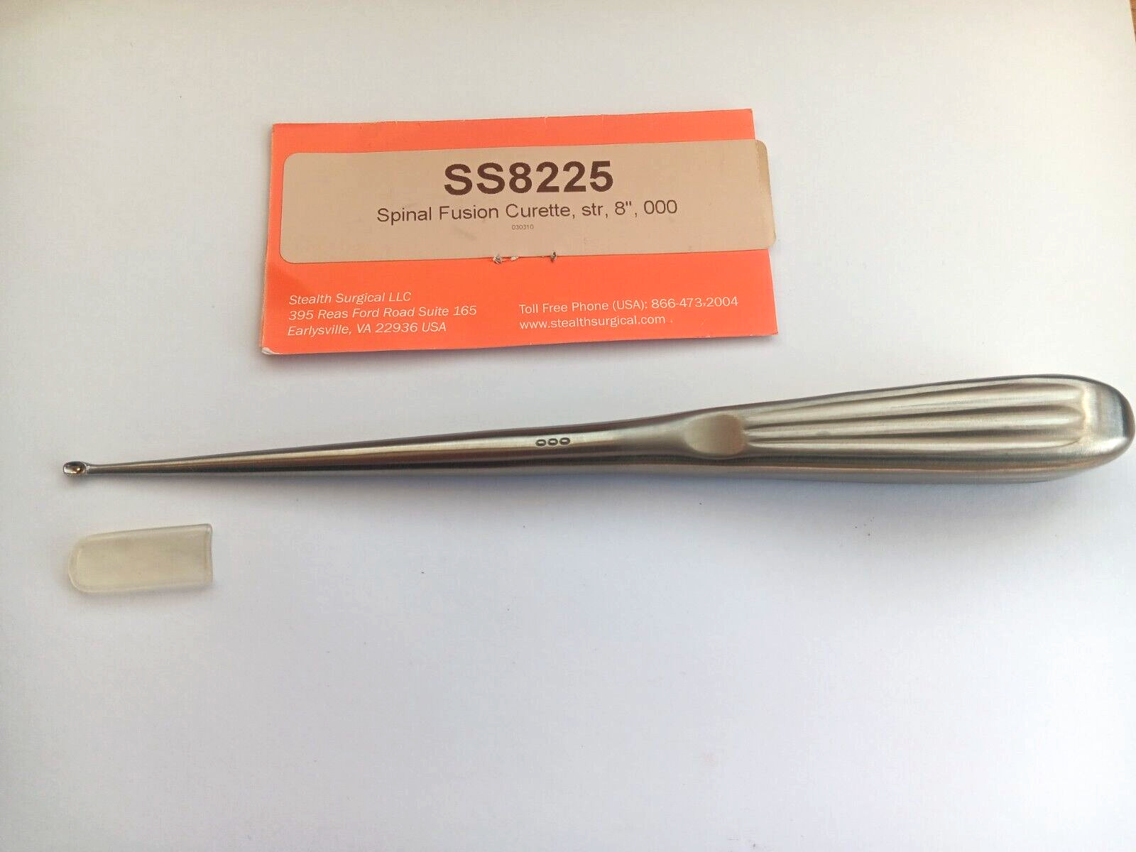 Stealth Surgical SS8225 Spinal Fusion Curette, str,  8" Long, Stainless Germany