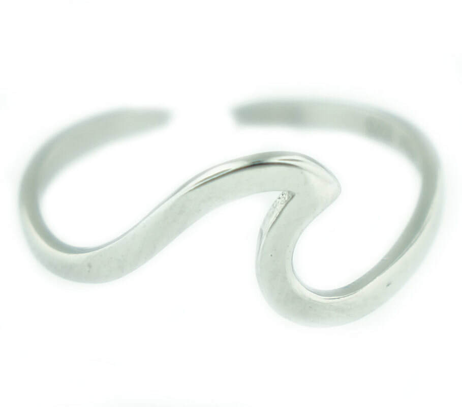 Solid 925 Sterling Silver Adjustable Toe Ring Jewelry - Hawaiian Open Wave